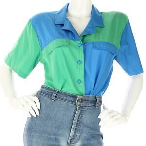 Vintage Graff Colorblock Mod Hipster Retro Blouse Shirt